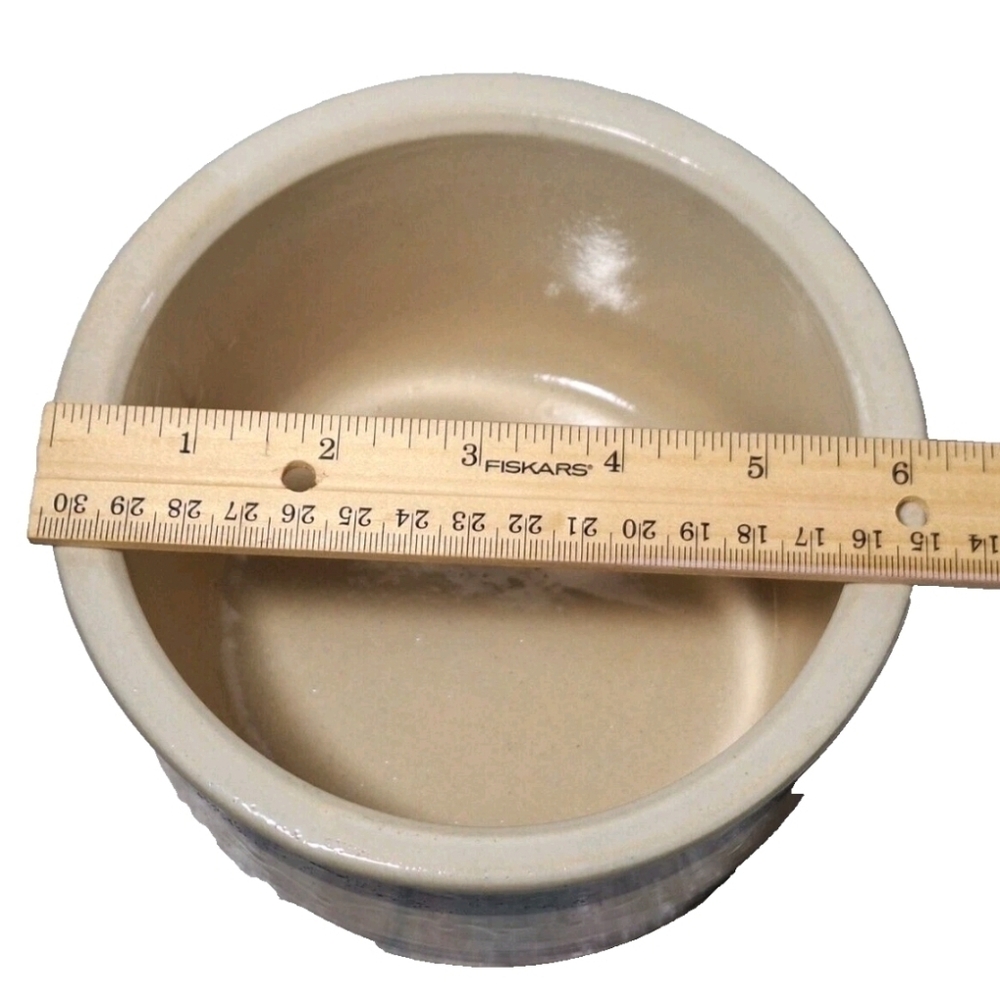 Ransbottom Roseville RRP Co Blue Stripe Pottery Crock #303-B 4h x 6w - Picture 7 of 9